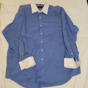 Classic Blue Dress Shirt, Contrast Collar/Cuffs